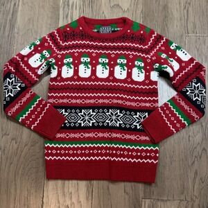 Kids Boys Girls Ugly Christmas Sweater Snowman Fair Isle Knit Size 11 12
